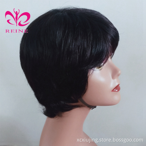 REINE Short Human Hair Wigs Pixie Cut Straight Remy Brazilian Hair for Black Women Machine Made  Cheap Glueless Wig